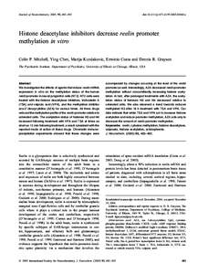 Journal of Neurochemistry, 2005, 93, 483–492  doi:j03040.x Histone deacetylase inhibitors decrease reelin promoter methylation in vitro