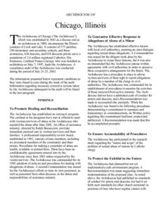 ARCHDIOCESE OF  Chicago, lllinois T