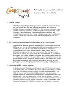    Fall 2013 Online Local Leaders Training Program FAQs 	
  