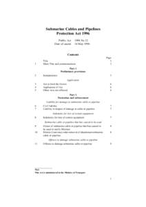 Submarine Cables and Pipelines Protection Act 1996 Public Act Date of assentNo 22