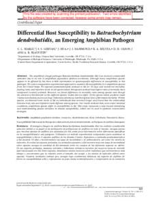 This file was created by scanning the printed publication. Text errors identified by the software have been corrected: however some errors may remain. Contributed Paper  Differential Host Susceptibility to Batrachochytri