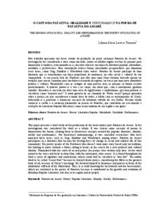 O CANTO DA PATATIVA: ORALIDADE E PERFORMANCE NA POESIA DE PATATIVA DO ASSARÉ. THE SINGING OF PATATIVA: ORALITY AND PERFORMANCE IN THE POETRY OF PATATIVA OF ASSARÉ  Liliana Alicia Lavisse Teixeira1