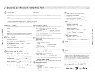 1  Signature Size™ Mountain Frame Order Form 2