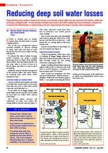 Cropping  Management Reducing deep soil water losses Warren Bond, Kirsten Verburg