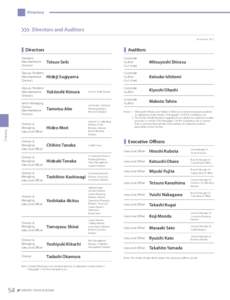 Directory  Directors and Auditors (As of July 8, 2011)  ■　Directors