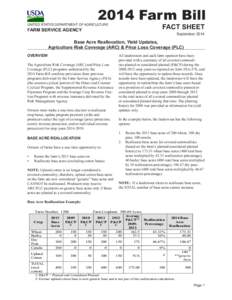 2014 Farm Bill FACT SHEET UNITED STATES DEPARTMENT OF AGRICULTURE  FARM SERVICE AGENCY