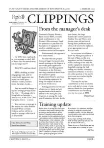 FOR VOLUNTEERS AND MEMBERS OF RPH PRINT RADIO !  5 MARCH 2012 CLIPPINGS From the manager’s desk