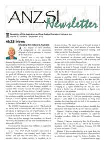 Newsletter of the Australian and New Zealand Society of Indexers Inc. Volume 9 | number 8 | September 2013 ANZSI News  Charging for Indexers Available