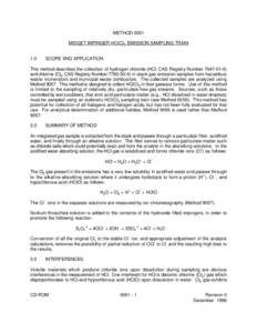 METHOD 0051 MIDGET IMPINGER HCl/Cl2 EMISSION SAMPLING TRAIN 1.0 SCOPE AND APPLICATION