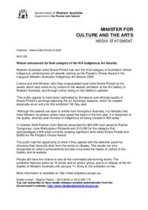 Government of Western Australia Department of the Premier and Cabinet MINISTER FOR CULTURE AND THE ARTS MEDIA STATEMENT