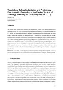 Translation, cultural adaptation and preliminary psychometric evaluation of the English version of “Strategy Inventory for Dictionary Use” (S.I.D.U)