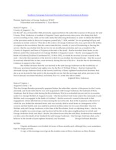 Southern Campaign American Revolution Pension Statements & Rosters Pension Application of George Anderson W 5627 Transcribed and annotated by C. Leon Harris State of Virginia } County of Augusta } Ss.