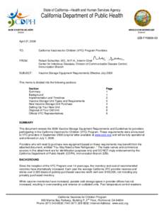 State of California—Health and Human Services Agency  California Department of Public Health MARK B HORTON, MD, MSPH Director