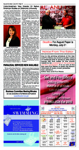 Sac and Fox News • July 2014 • Page 10  Cobb-Greetham New Director Of Native American Studies at Oklahoma University Norman – Amanda Cobb- Greetham was named the Coca Cola Professor of