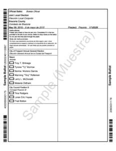 Official Ballot Boleta Oficial Joint Local Election Elección Local Conjunto Brazoria County