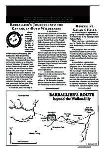MAGAZINE OF THE CONFEDERATION OF BUSHWALKING CLUBS NSW INC. ISSN[removed]SUMMER EDITION VOLUME 28 NO 2 NOVEMBER 2002 www.bushwalking.org.au email [removed] BARRALLIER’S JOURNEY INTO THE KANANGRA-BOYD 