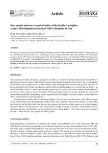 New species and new records of mites of the family Laelapidae (Acari: Mesostigmata) associated with Coleoptera in Iran