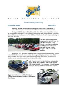 www.BuickHeritageAlliance.org For Immediate Release. August 9, 2014  Strong Buick attendance at largest ever “All-GM Show.”