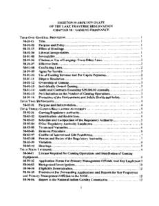 SISSETON-WAHPETON OYATE OF THE LAKE TRAVERSE RESERV AnON CHAPTER 58 - GAMING ORDINANCE TITLE ONE: GENERAL PROVISIONS[removed]