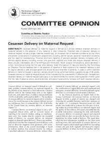 The American College of Obstetricians and Gynecologists WOMEN’S HEALTH CARE PHYSICIANS COMMITTEE OPINION Number 559 • April 2013