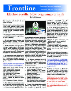 Frontline  American Decency Association November 2012 Vol. XXVI Issue XI  Election results: New beginnings or is it?