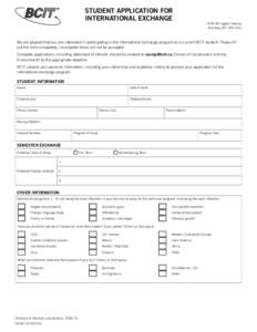 STUDENT APPLICATION FOR INTERNATIONAL EXCHANGE CLEAR FORM[removed]Willingdon Avenue