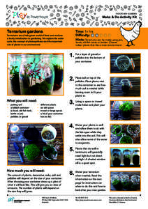 THE KITCHEN & GARDEN  Make & Do Activity Kit Terrarium gardens Terrariums are a little green world of their own and are