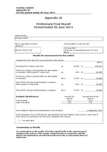 Navitas Limited Appendix 4E For the period ended 30 June 2014 Appendix 4E Preliminary Final Report