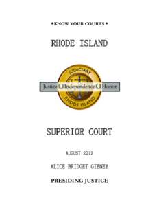 ◆KNOW YOUR COURTS ◆  RHODE ISLAND SUPERIOR COURT AUGUST 2012