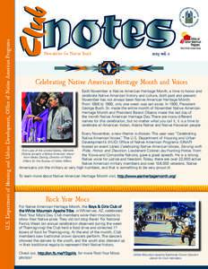 U.S. Department of Housing and Urban Development, Office of Native American Programs  Newsletter for Native Youth 