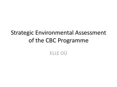 Strategic Environmental Assessment of the CBC Programme ELLE OÜ Background