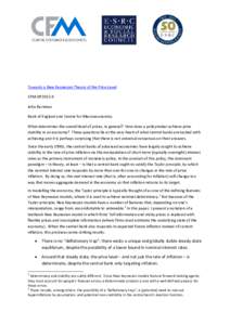 Towards a New Keynesian Theory of the Price Level CFM-DP2015-9 John Barrdear Bank of England and Centre for Macroeconomics What determines the overall level of prices, in general? How does a policymaker achieve price sta