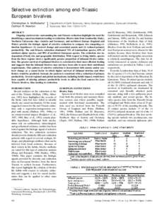 Selective extinction among end-Triassic European bivalves Christopher A. McRoberts* Cathryn R. Newton  Department of Earth Sciences, Heroy Geological Laboratory, Syracuse University,