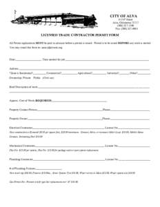 Microsoft Word - CITY OF ALVA Permit Form