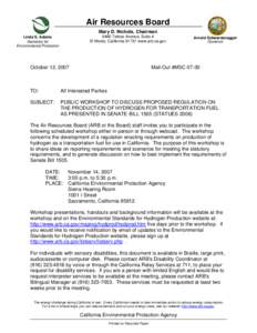 Air Resources Board Mary D. Nichols, Chairman 9480 Telstar Avenue, Suite 4 El Monte, California[removed]www.arb.ca.gov  Linda S. Adams