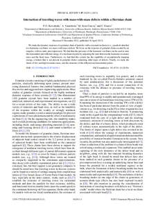 PHYSICAL REVIEW E 87, Interaction of traveling waves with mass-with-mass defects within a Hertzian chain P. G. Kevrekidis,1 A. Vainchtein,2 M. Serra Garcia,3 and C. Daraio3 1