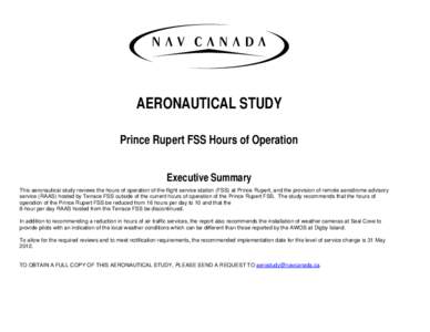 Aeronautical Study - Prince Rupert FSS Hours of Operation