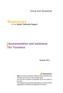 Accommodation and assistance for Travellers, summary of the public thematic report
