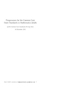 Progressions for the Common Core State Standards in Mathematics (draft) c The Common Core Standards Writing Team 26 December 2011