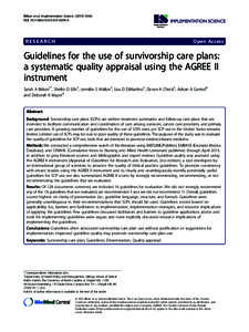Guidelines for the use of survivorship care plans: a systematic quality appraisal using the AGREE II instrument