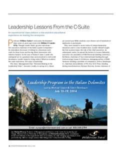 Leadership Lessons From the C-Suite An experimental class delivers a star-studded educational experience on leading the enterprise. P