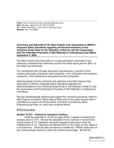 Mine Safety and Health Administration (MSHA) - Comments on Public Rule Making – E8[removed]Safety Standards Regarding the Recommendations of the Technical Study Panel on the Utilization of Belt Air and the Composition