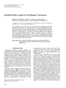 Journal of ELECTRONIC MATERIALS, Vol. 39, No. 10, 2010  DOI: [removed]s11664[removed] Ó 2010 U.S. Naval Research Laboratory  AlGaSb Buffer Layers for Sb-Based Transistors