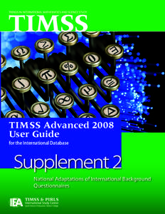 TIMSS Advanced 2008 User Guide for the International Database National Adaptations of International Background Questionnaires