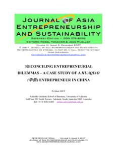 Volume III, Issue 3, December 2007 © 2007, Journal of Asia Entrepreneurship and Sustainability No reproduction or storage, in part or in full, permitted without prior permission. [removed]