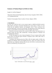 Summary of National Report on HABs in China Songhui Lu1 and Zhou Mingjiang2 1 Department of Environmental Engineering, Jinan University, Guangzhou, CHINA