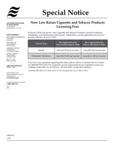 New Law Raises Cigarette and Tobacco Products Licensing Fees