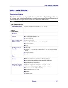 Construction Criteria for Library Space Type from the GSA Unit Cost Study