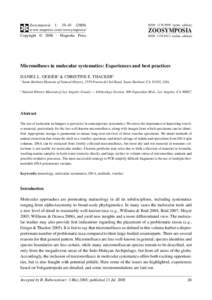 Zoosymposia: Micrmolluscs in molecular systematics: Experiences and best practices