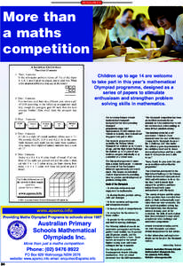 RESOURCES  More than a maths competition Children up to age 14 are welcome